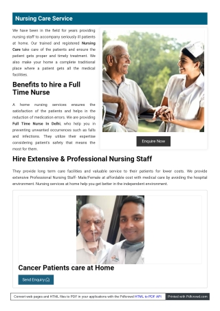 Nursing for Home | Home Attendant Services | Elderly Care at Home