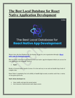 The Best Local Database for React Native Application Development