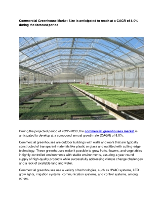 Commercial Greenhouse Market