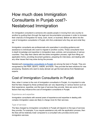 How much does Immigration Consultants in Punjab cost_- Nestabroad Immigration