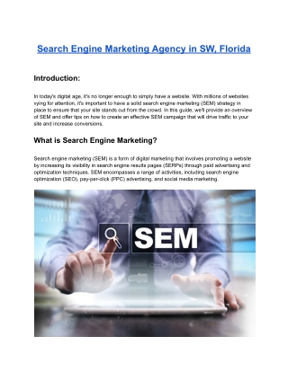 Search Engine Marketing Agency in SW, Florida