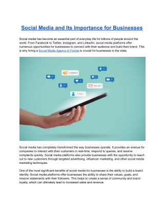 Social Media and Its Importance for Businesses