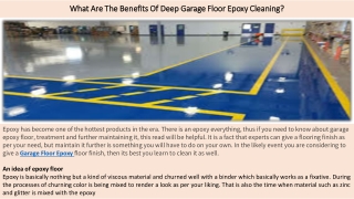 What Are The Benefits Of Deep Garage Floor Epoxy Cleaning?