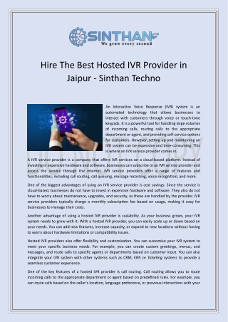 Hire The Best Hosted IVR Provider in Jaipur