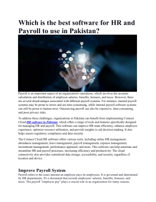 Which is the best software for HR and Payroll to use in Pakistan?