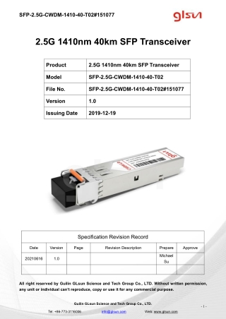 2.5G 1410nm 40km SFP Transceiver