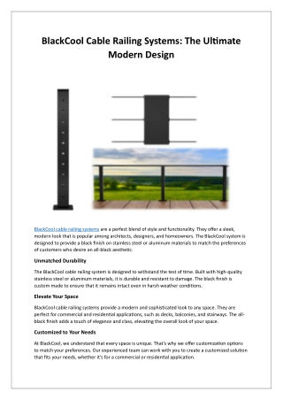BlackCool Cable Railing Systems: The Ultimate Modern Design