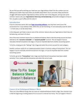 Sage 50 Balance Sheet Unbalance or Out of Balance