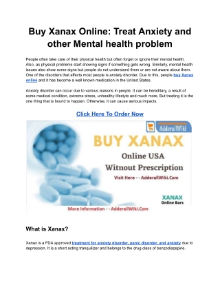 Buy Xanax Online_ Treat Anxiety and other Mental health problem