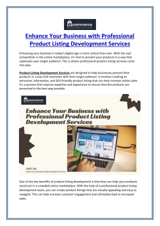 Enhance Your Business with Professional Product Listing Development Services