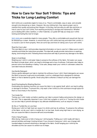 How to Care for Your Soft T-Shirts_ Tips and Tricks for Long-Lasting Comfort
