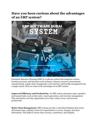 Have you been curious about the advantages of an ERP system