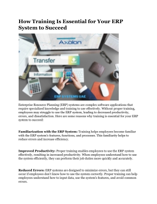 How Training Is Essential for Your ERP System to Succeed
