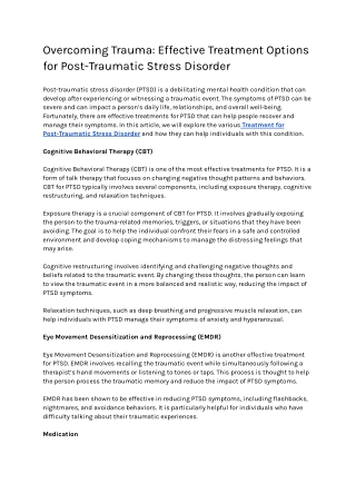 Overcoming Trauma_ Effective Treatment Options for Post-Traumatic Stress Disorder