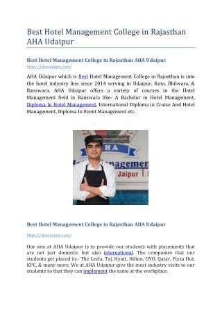 Best Hotel Management College In Rajasthan