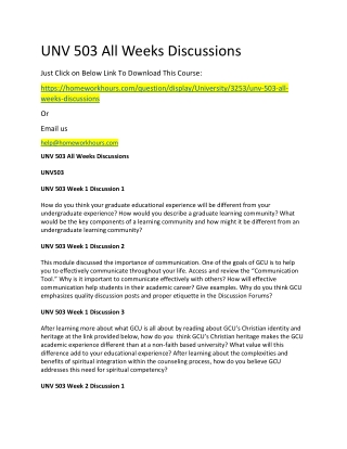 UNV 503 All Weeks Discussions