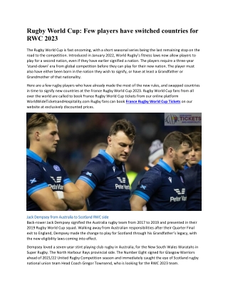 Rugby World Cup: Few players have switched countries for RWC 2023