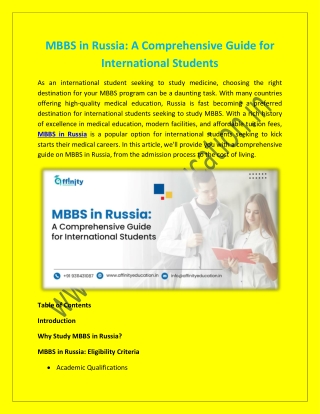 MBBS in Russia: A Comprehensive Guide for International Students