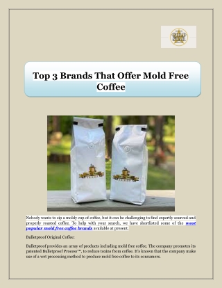 Top 3 Brands That Offer Mold Free Coffee