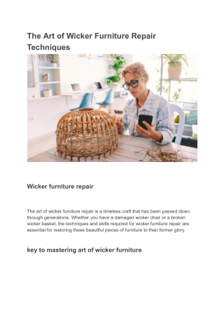 The Art of Wicker Furniture Repair Techniques