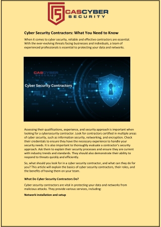 Cyber Security Contractors: What You Need to Know