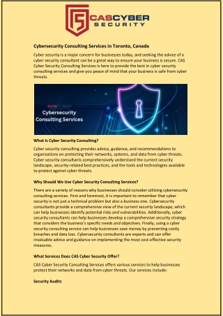 Cybersecurity Consulting in Toronto, Canada