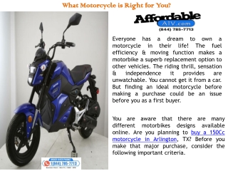 What Motorcycle is Right for You