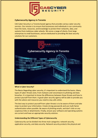 Cybersecurity Agency in Toronto