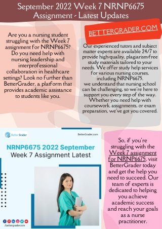 September 2022 Week 7 NRNP6675 Assignment - Latest Updates