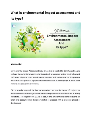 What is environmental impact assessment and its type?