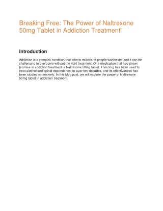 Buy Naltrexone 50 mg Tablets for Alcohol Addiction | OnlineGenericMedicine