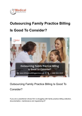 Outsourcing Family Practice Billing Is Good To Consider_