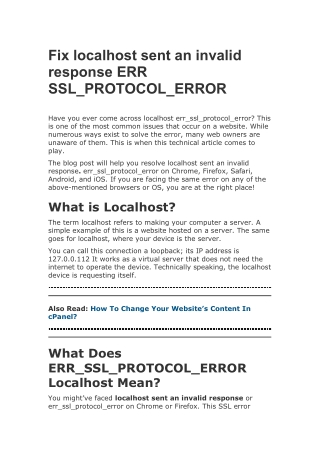 Fix localhost sent an invalid response ERR SSL