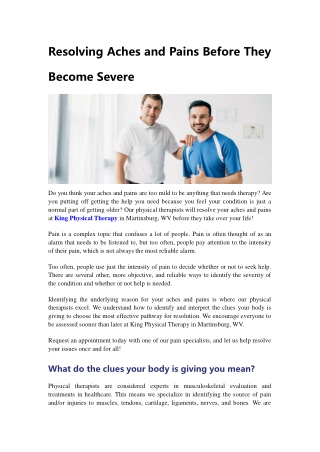 Resolving Aches and Pains Before They Become Severe