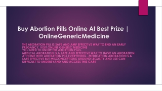 Buy Abortion Pills Online At Best Prize | OnlineGenericMedicine