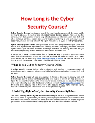 How long is the cyber security course