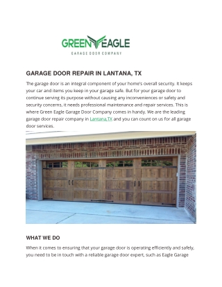 Lantana Garage Door Repair Company - Green Eagle Garage Door Company