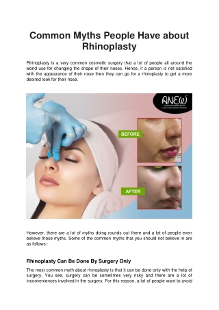 Common Myths People Have about Rhinoplasty - ANEW