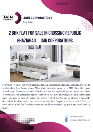 2 bhk flat for sale in crossing republik Ghaziabad  Jain corporations