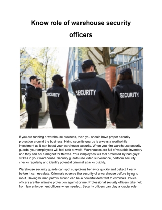 Know role of warehouse security officers