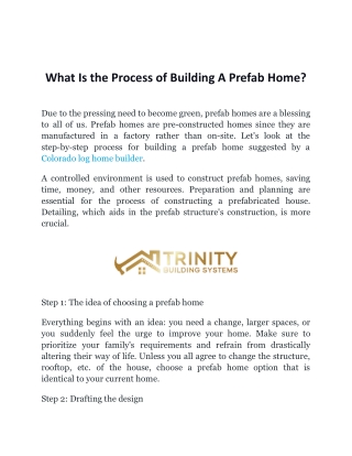 What Is the Process of Building A Prefab Home