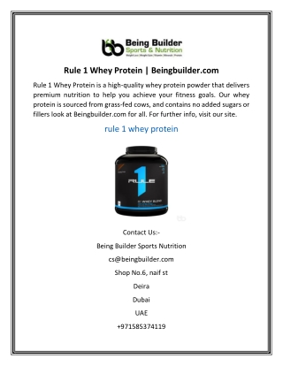 Rule 1 Whey Protein | Beingbuilder.com