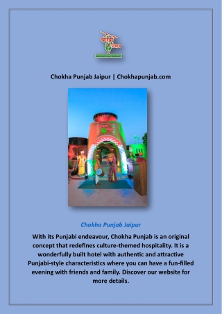 Chokha Punjab Jaipur | Chokhapunjab.com