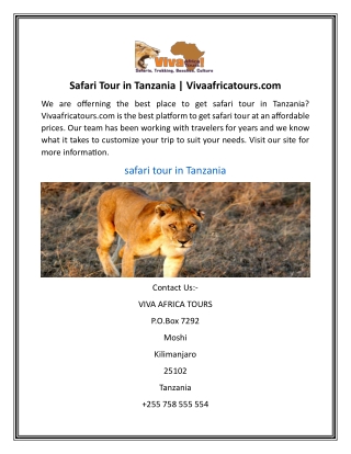 Safari Tour in Tanzania | Vivaafricatours.com