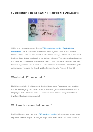 Führerscheine online kaufen _ Registriertes Dokumente