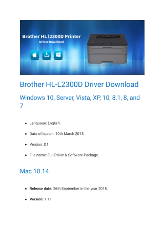 Brother HL-L2300D Driver Download