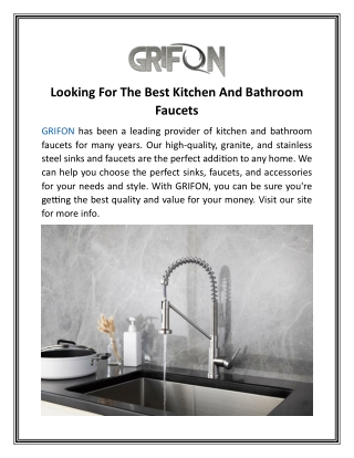 Looking For The Best Kitchen And Bathroom Faucets