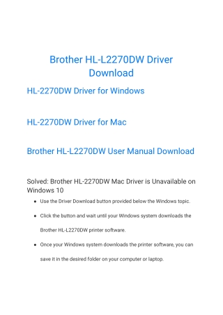 Brother HL-L2270DW Driver Download