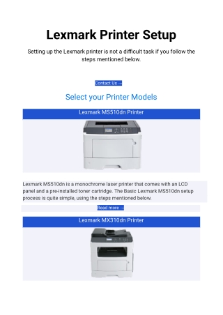 Lexmark Printer Setup