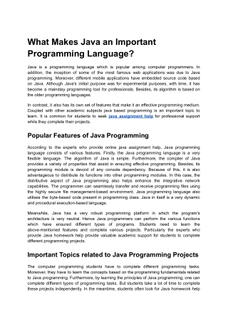 What makes Java an Important Programming Language?